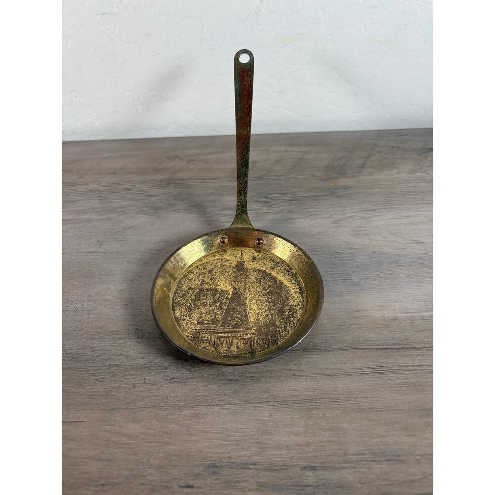 Vintage Brass and Copper Bed Warmer- Eiffel Tower Paris